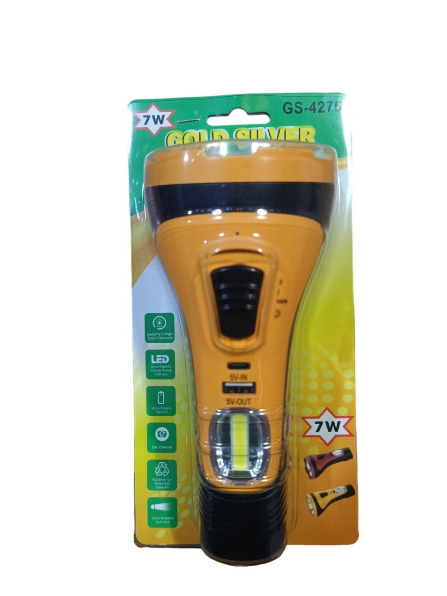 Gold Silver Şarjlı Fener 7W Led