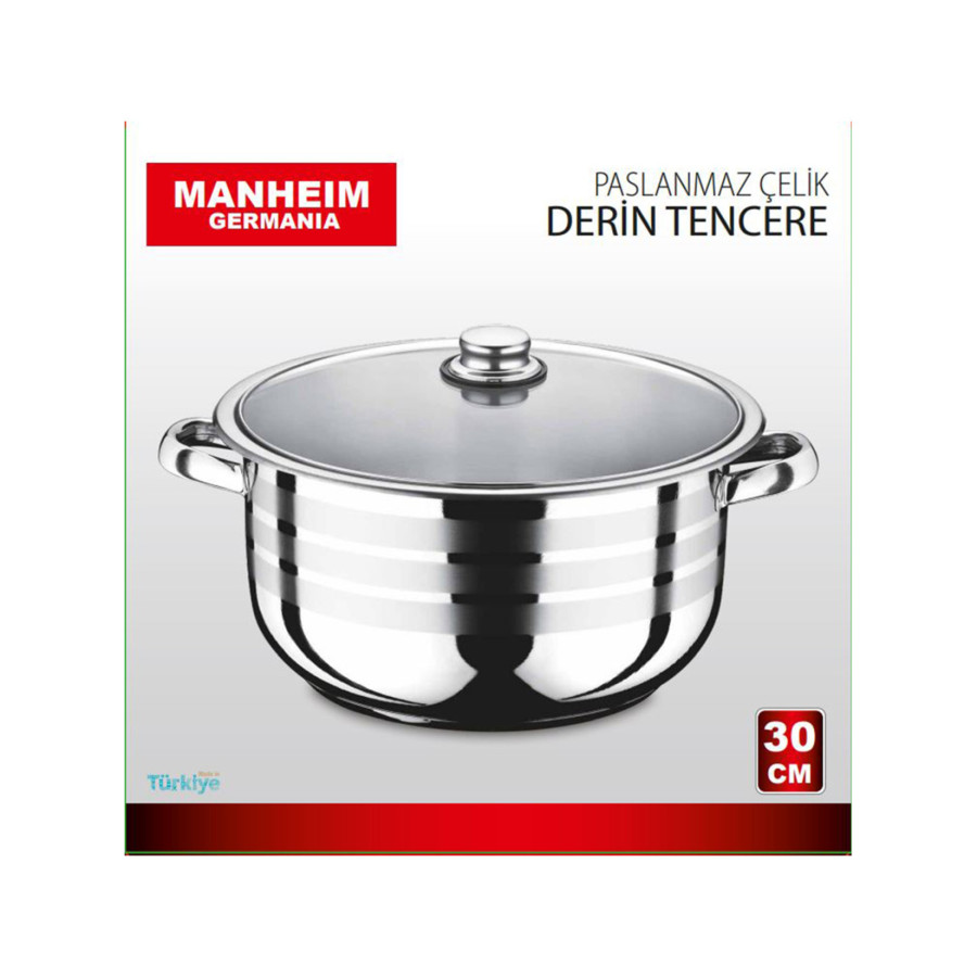 Manheim Germania 30 CM Paslanmaz Çelik Derin Tencere