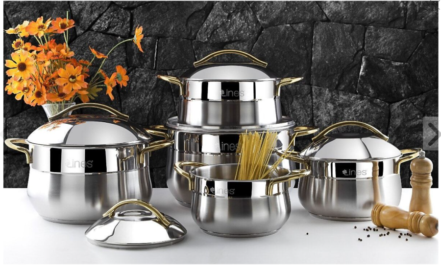 Yonca Altın Kulp 10 Parça Çelik Tencere Seti